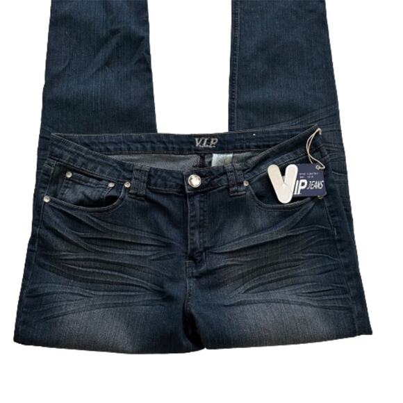 V.I.P. Jeans Distressed Dark Wash Embellished Pocket Skinny Jeans Size 15/16 NEW - Picture 4 of 12